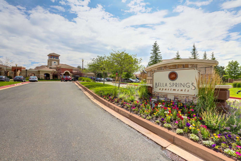 Entry Sign at Bella Springs Apartments in Colorado Springs, Colorado