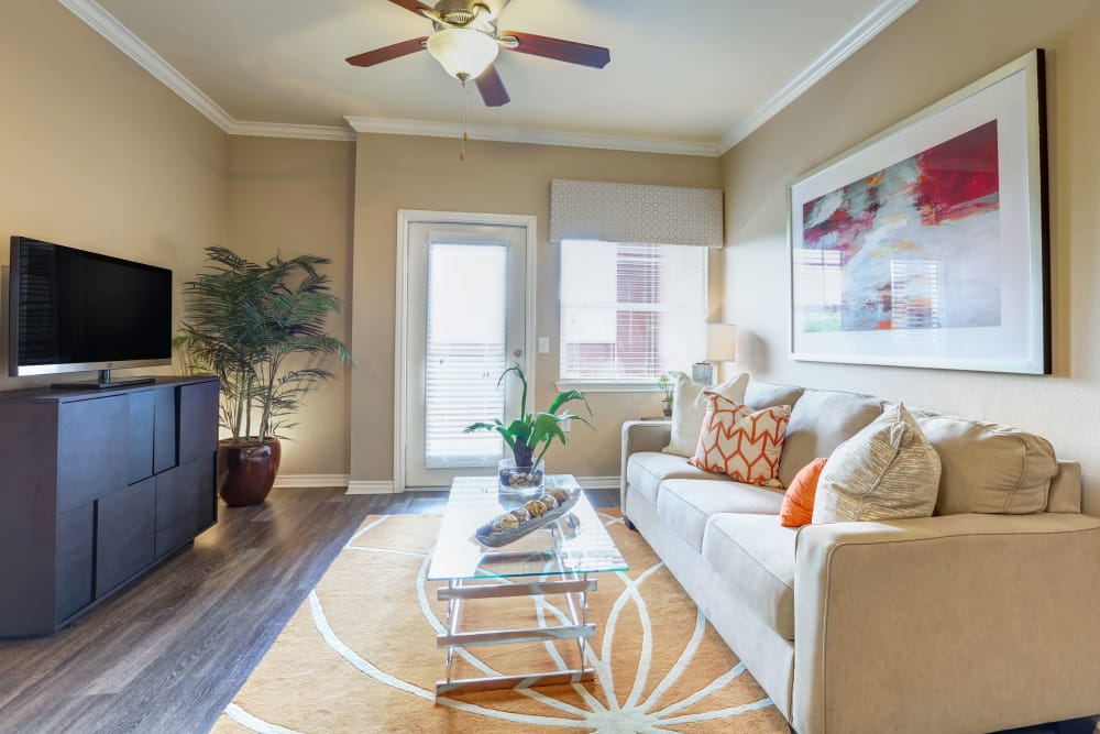 Bright living room at Bella Springs Apartments in Colorado Springs, Colorado