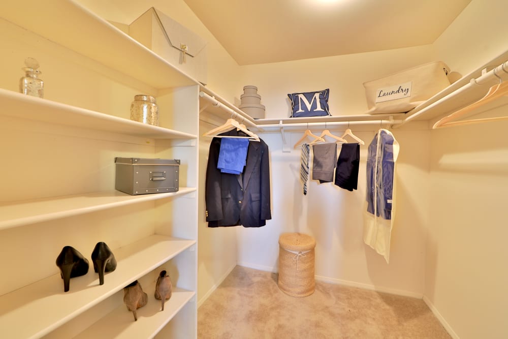 Walk-in closet at Silver Spring Station Apartment Homes in Baltimore, MD