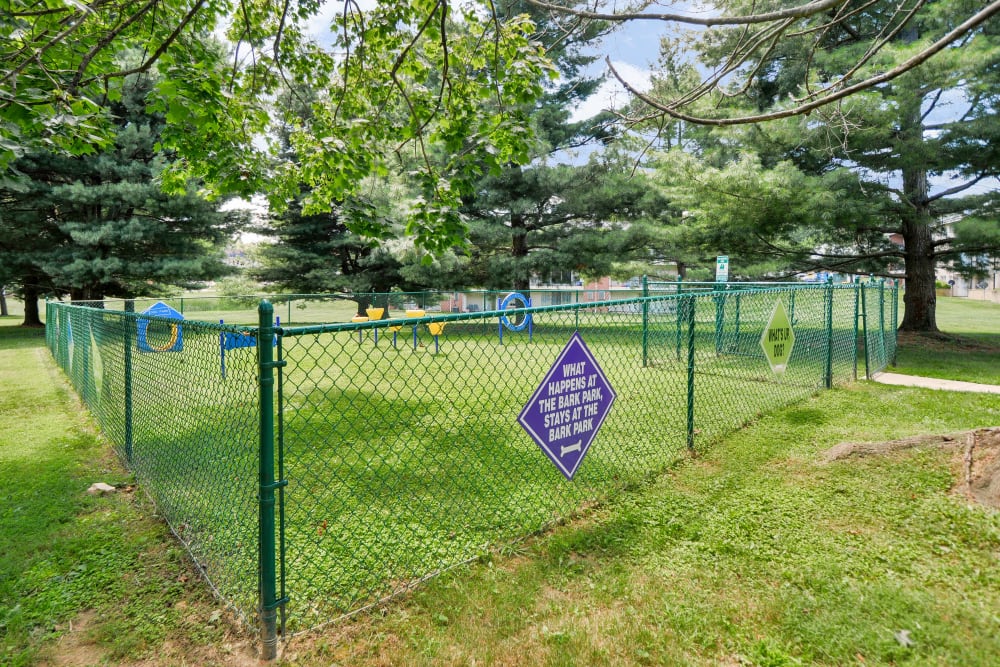 Dog park at The Village of Chartleytowne Apartments & Townhomes in Reisterstown, Maryland