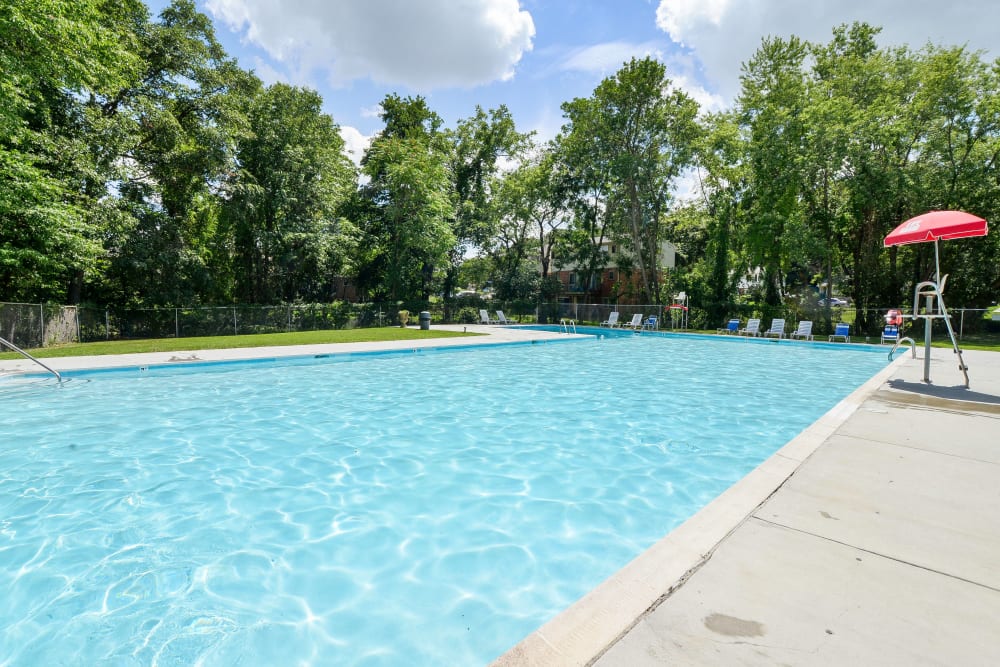 Swimming pool at The Village of Chartleytowne Apartments & Townhomes in Reisterstown, Maryland
