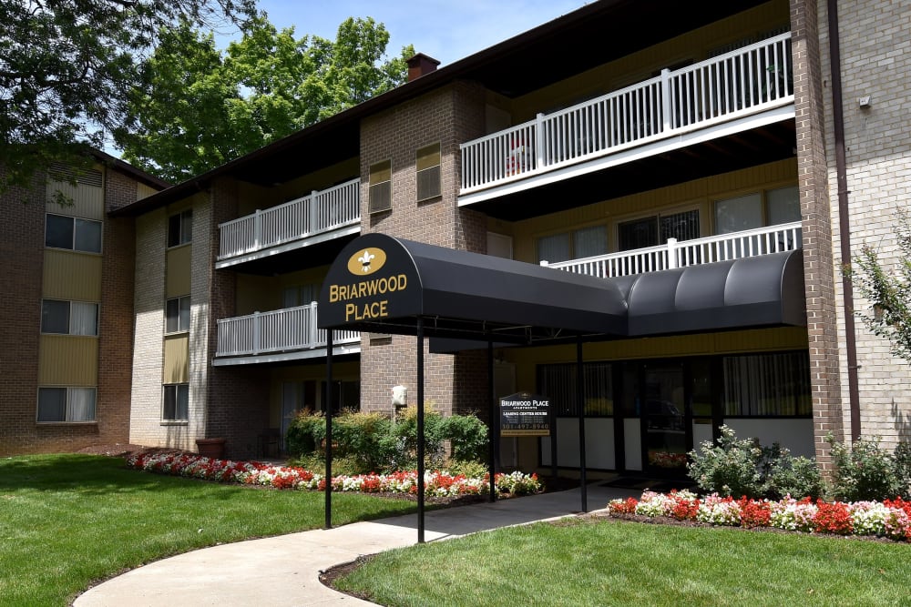 Clubhouse entrance at Briarwood Place Apartment Homes in Laurel, Maryland