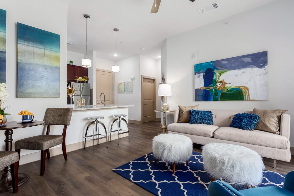 Living room with view of kitchen at Villas at the Rim