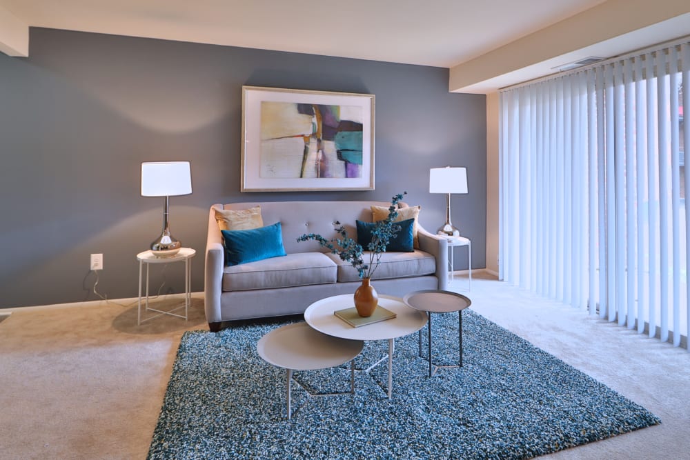 Taylor Park Apartment Homes offers a modern living room in Nottingham, Maryland