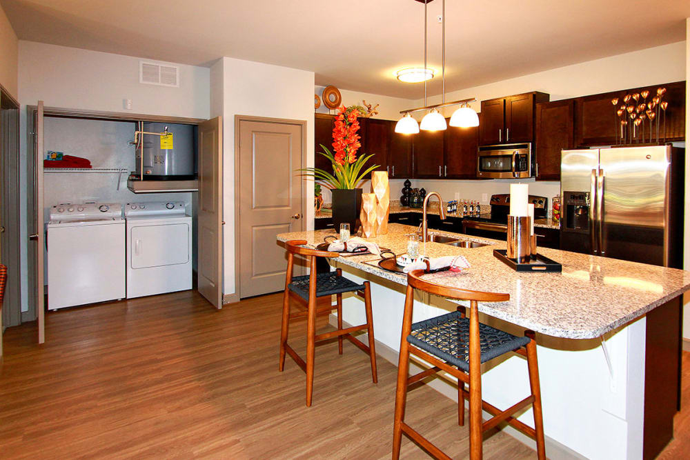 Big kitchen island at Estates of Richardson in Richardson, Texas