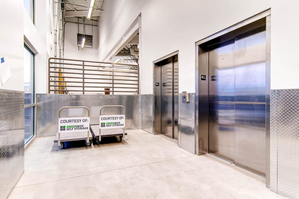 Elevator access available at Greenbox Self Storage in Denver, Colorado