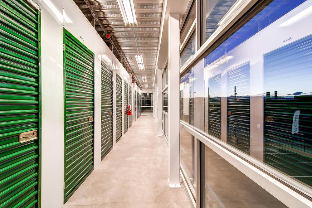 Hallway of storage units at Greenbox Self Storage in Denver, Colorado