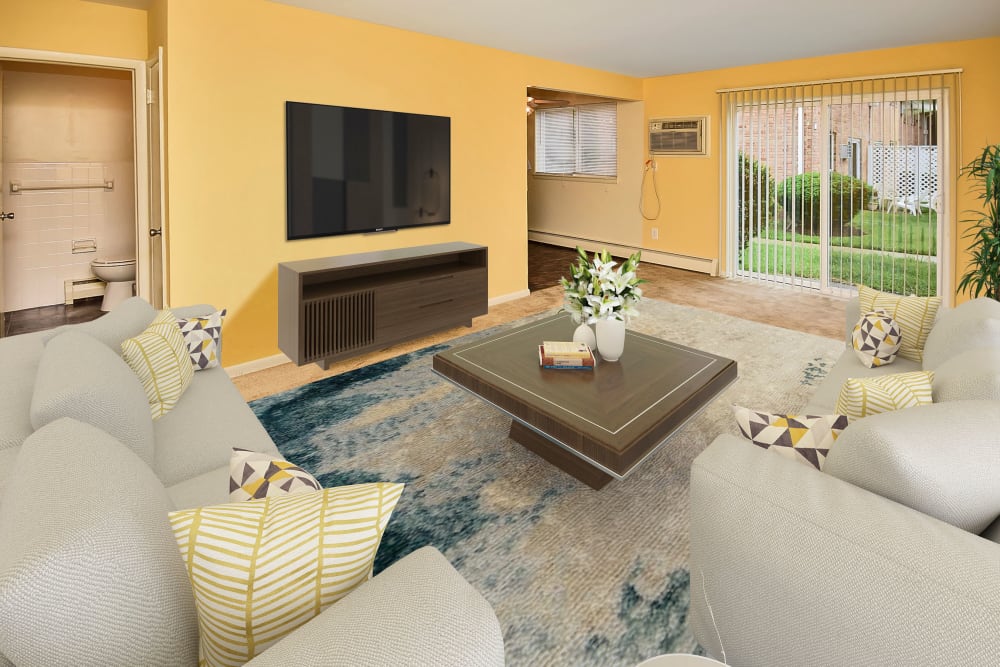 Beautiful Living Room at Warwick Terrace Apartment Homes in Somerdale, New Jersey
