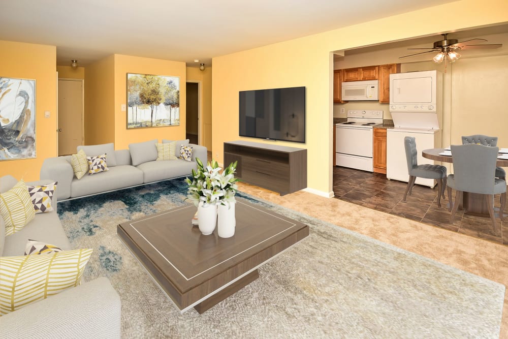Spacious Living Room at Warwick Terrace Apartment Homes in Somerdale, New Jersey