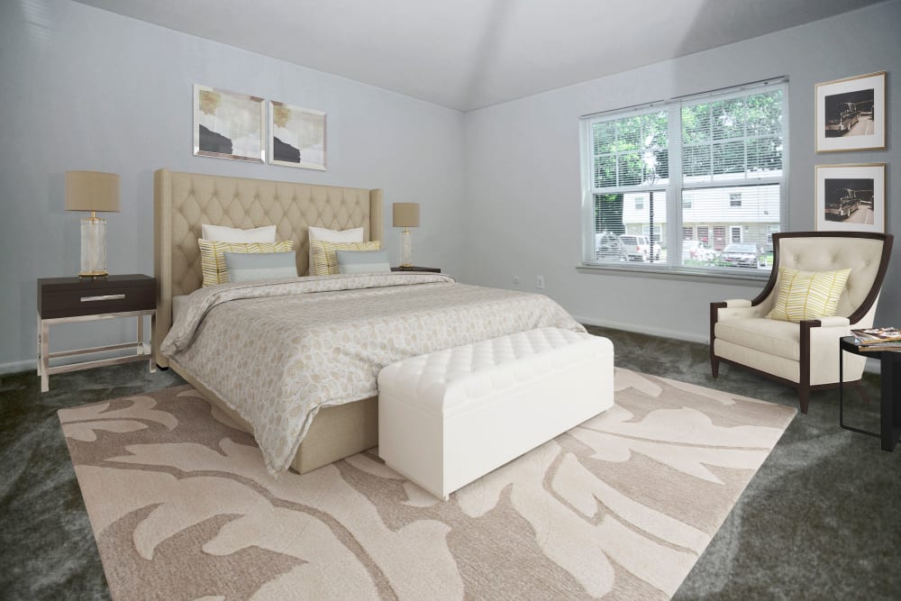 Model master bedroom at The Fairways Apartment Homes in Blackwood, New Jersey