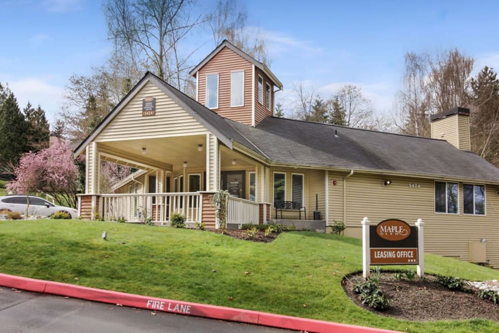 Exterior of the Leasing Office at Maple Glen Apartments in Mountlake Terrace, Washington