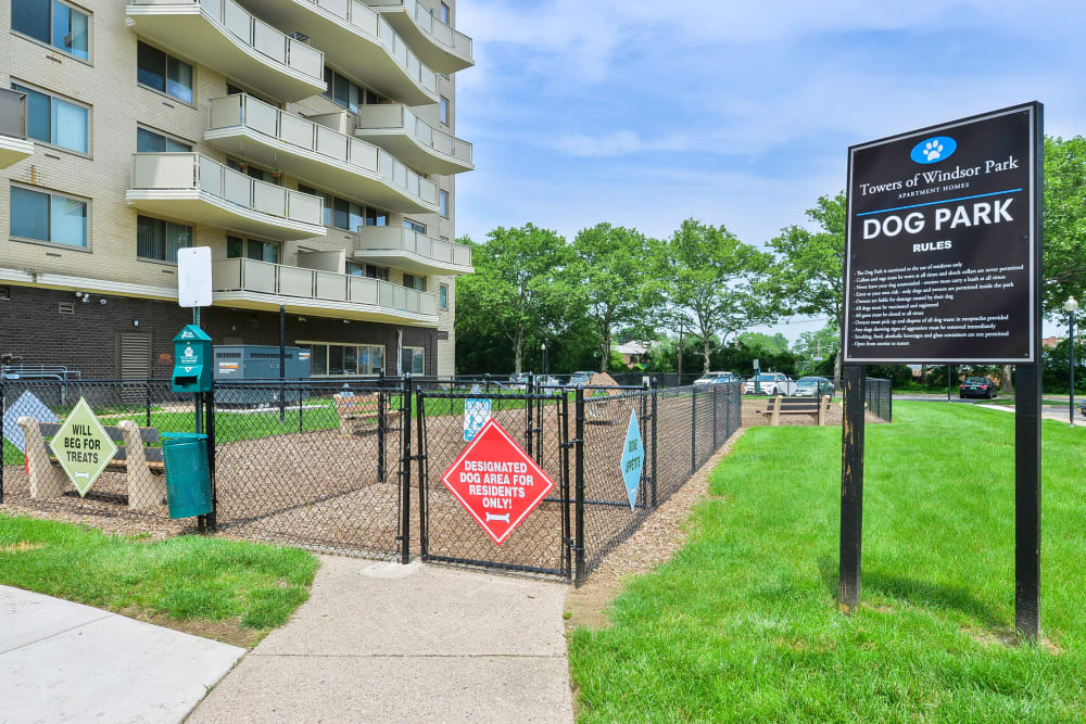 Fenced dog park at Towers of Windsor Park Apartment Homes in Cherry Hill, New Jersey