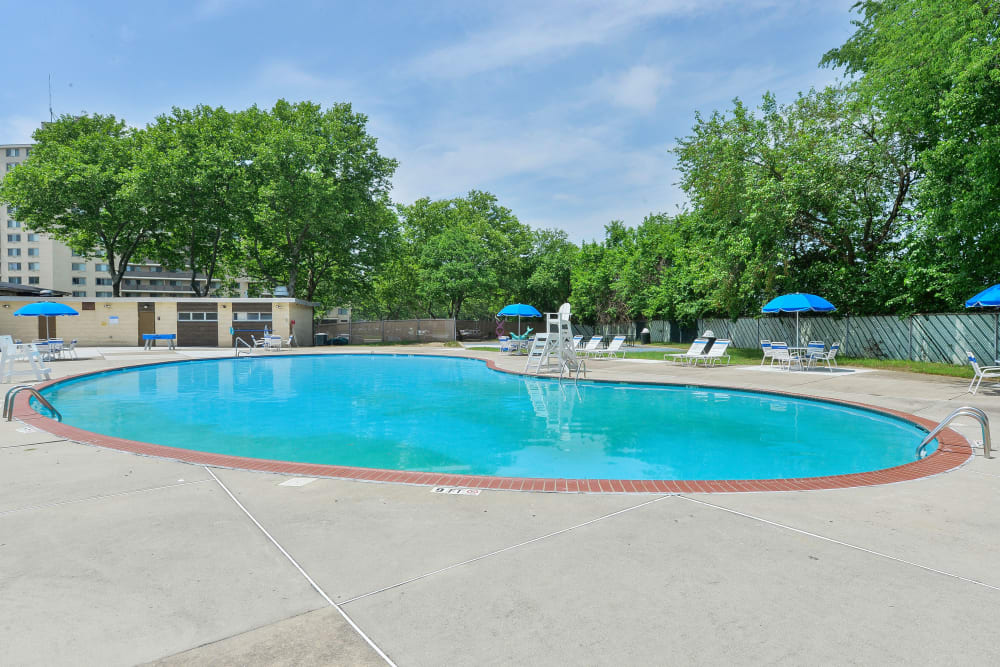 Swimming pool at Towers of Windsor Park Apartment Homes in Cherry Hill, New Jersey