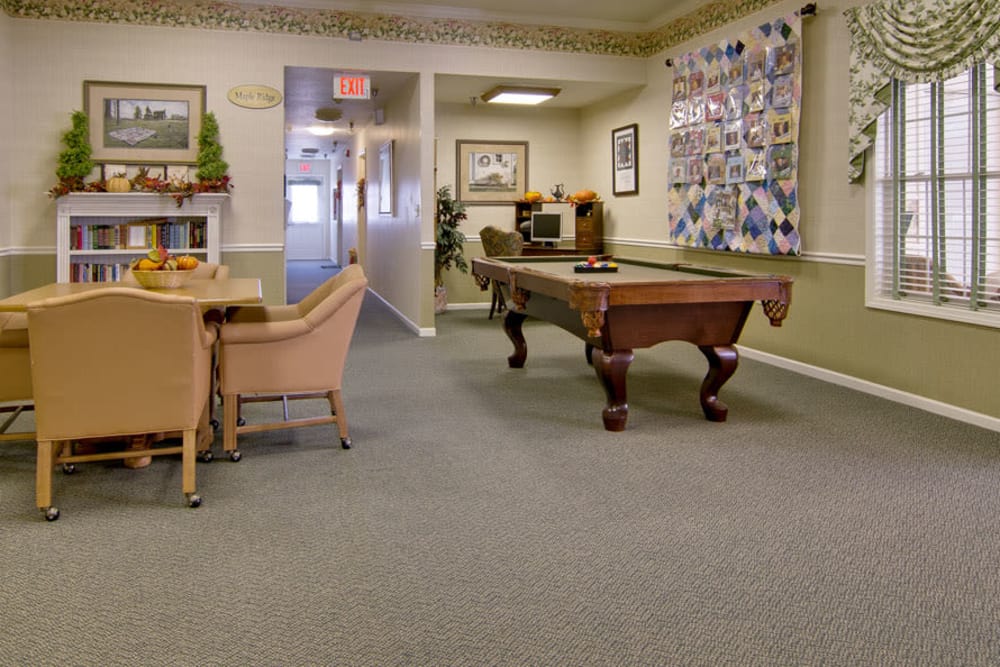 Game room at Teal Lake Senior Living in Mexico, Missouri
