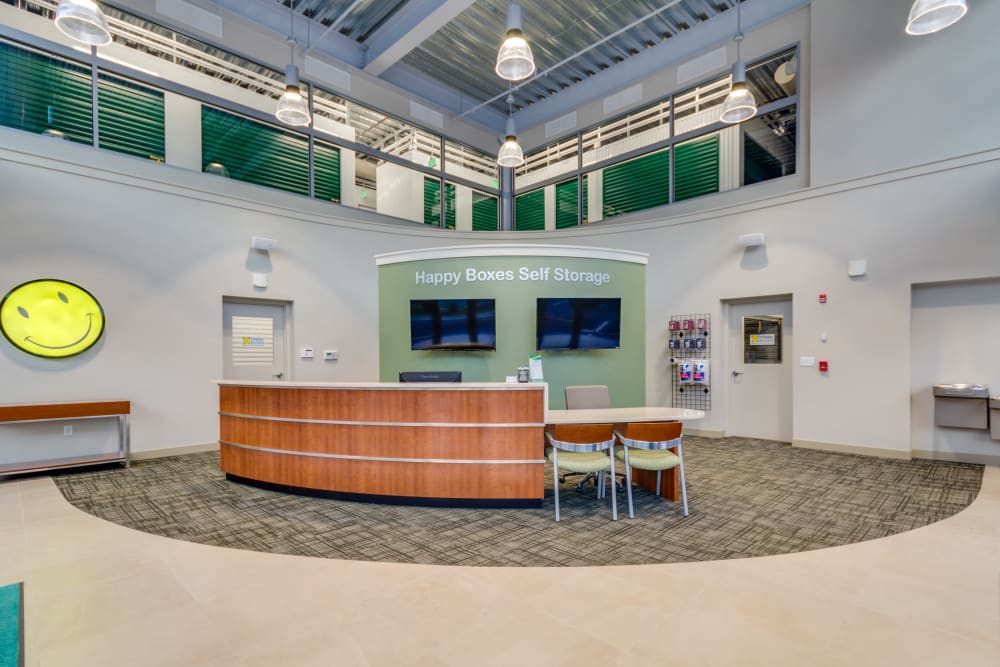 Lobby area at Happy Boxes Self Storage in Richmond, Virginia