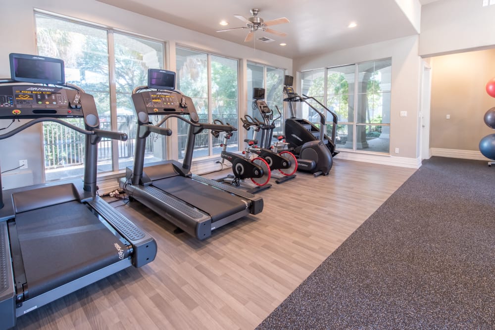 Fitness center at Lakeview at Parkside in Farmers Branch, Texas