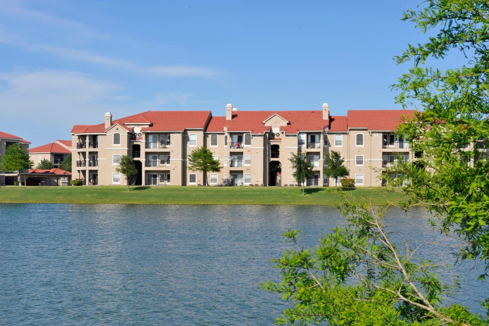 Apartment and lake view at Crescent Cove at Lakepointe 