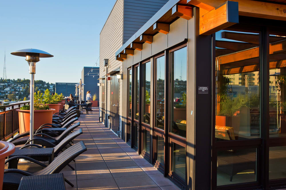 Rooftop deck of The Century in Seattle, Washington