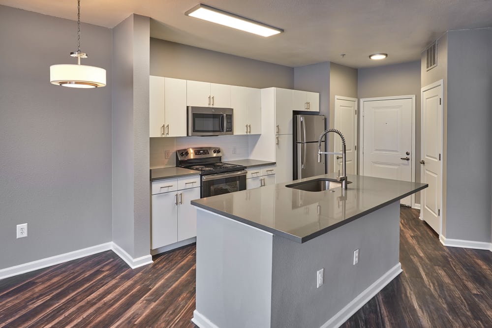 Modern kitchen at apartments in Englewood, CO
