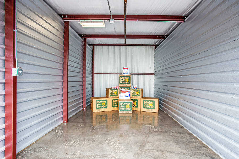 Inside the exterior units at Metro Self Storage in Orlando, Florida
