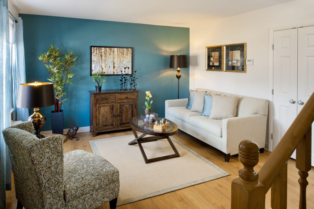Living room at The Fairways in Worcester, Massachusetts
