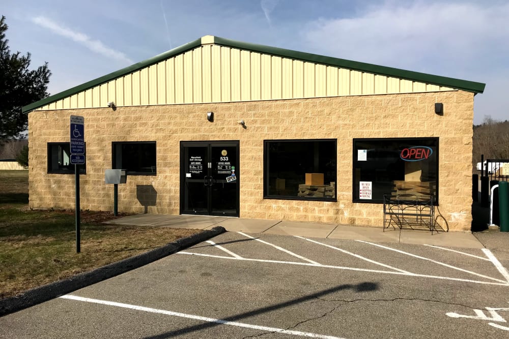 Office entrance at Mansfield Self & RV Storage in Mansfield, Connecticut