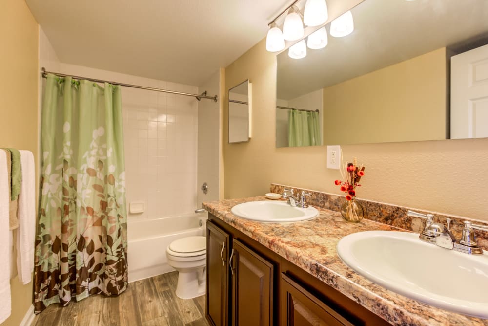 Bathroom at Belle Creek Apartments in Henderson, Colorado