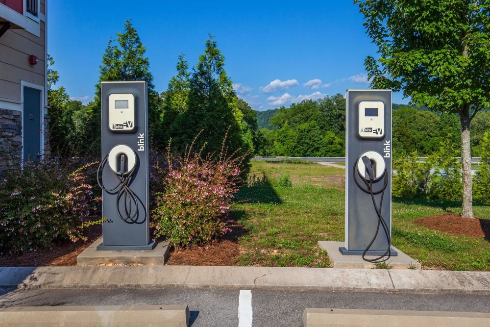 Electric car charging station at Hills Parc in Ooltewah, Tennessee