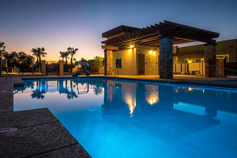 Pool at night at Avilla Grace in Chandler, Arizona
