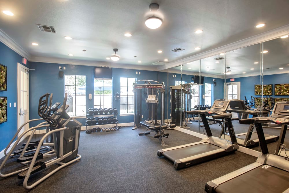 Cardio machines in the fitness center at The Quarry Townhomes in San Antonio, Texas