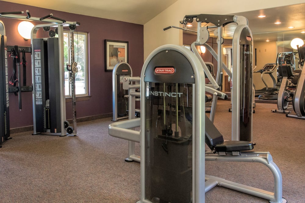Fitness center at La Valencia Apartment Homes in Campbell, California