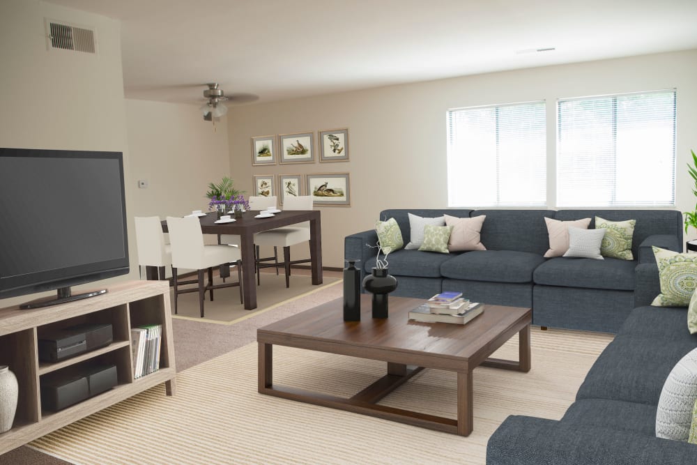 Living Room with wall to wall carpeting in South Park, Pennsylvania