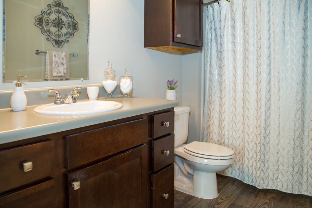 A bathroom with a large vanity at Traditions at Mid Rivers in Cottleville, Missouri