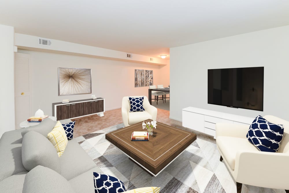 Modern living room at apartments in Dover, Delaware