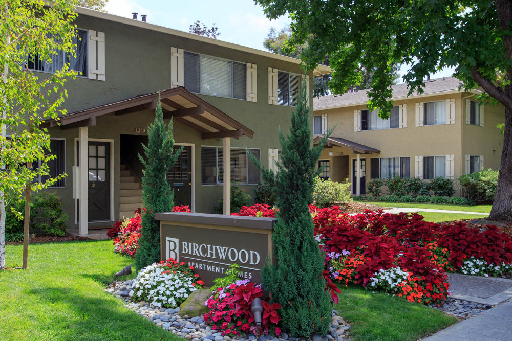 Front entrance to Birchwood in Sunnyvale, California
