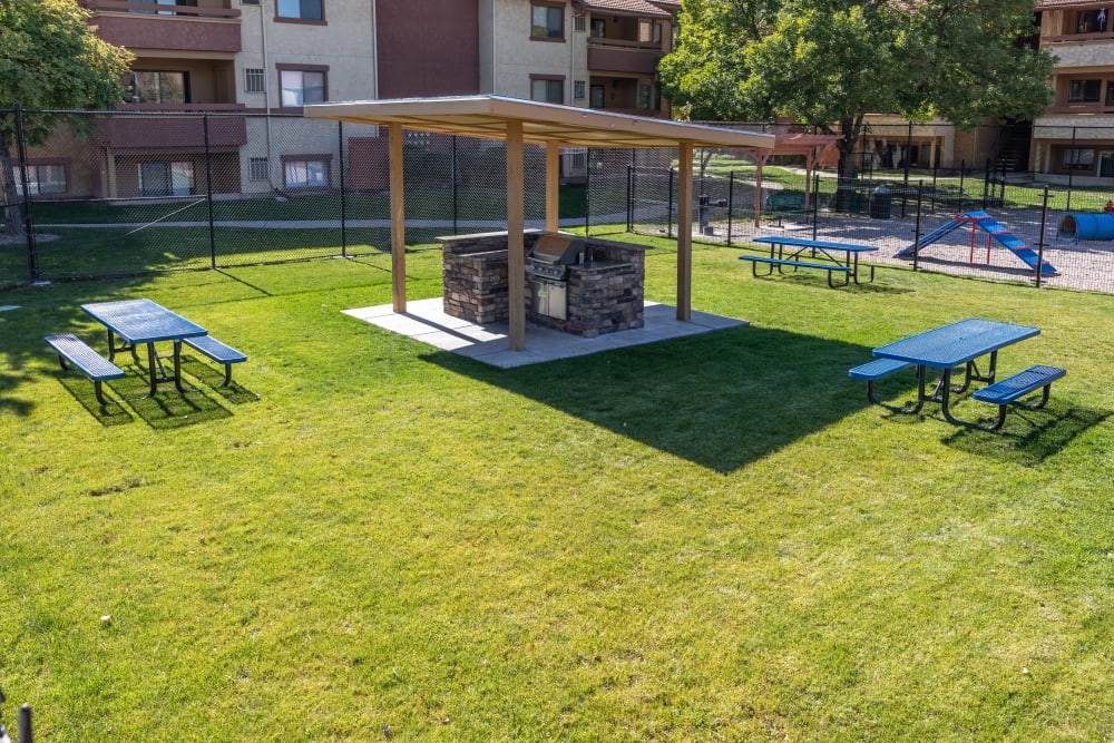 outdoor covered bbq grills and picnic area