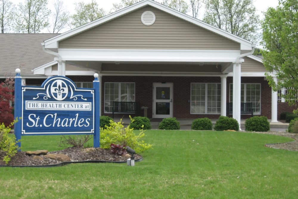 Main sign and entryway to St. Charles Health Campus in Jasper, Indiana