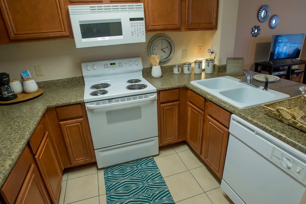 Beautiful kitchen at Villas of Waterford Apartments in Wichita, Kansas