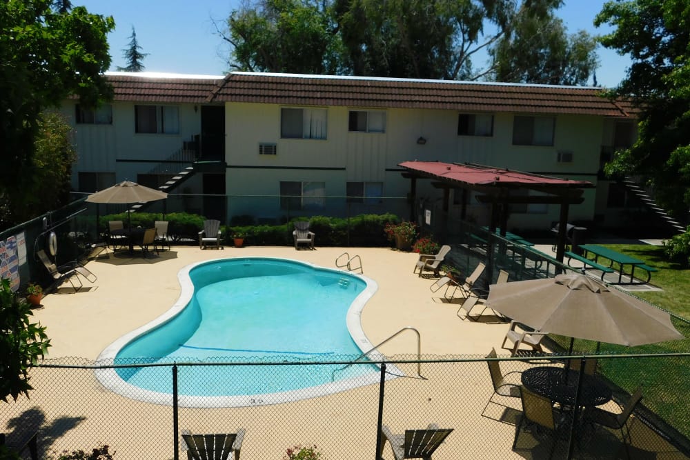 Modern swimming pool at Buchanan Gardens in Antioch, California