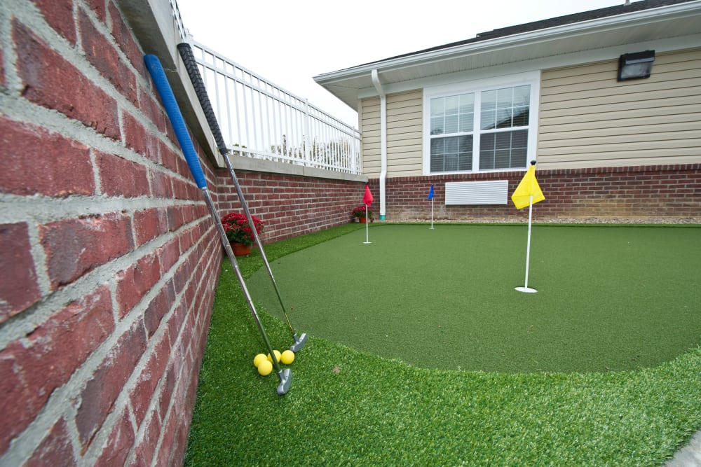 Community mini golf for residents at The Villages at Oak Ridge in Washington, Indiana