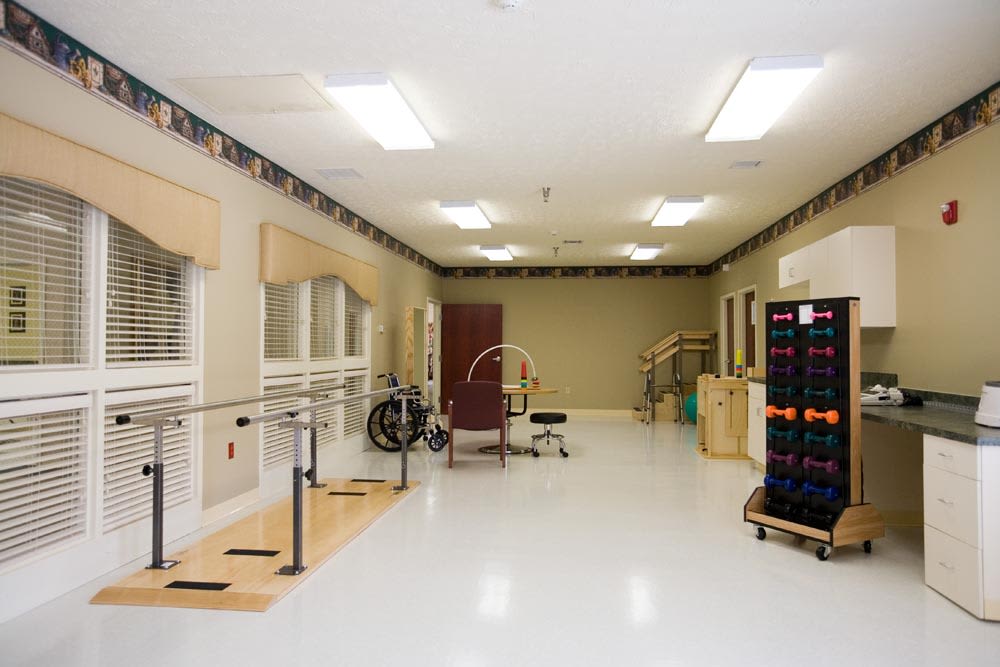 Equipment in the rehabilitation room at BridgePointe Health Campus in Vincennes, Indiana