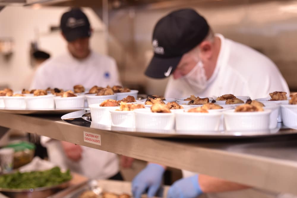 Chefs at Ridgewood Health Campus in Lawrenceburg, Indiana preparing meals for residents