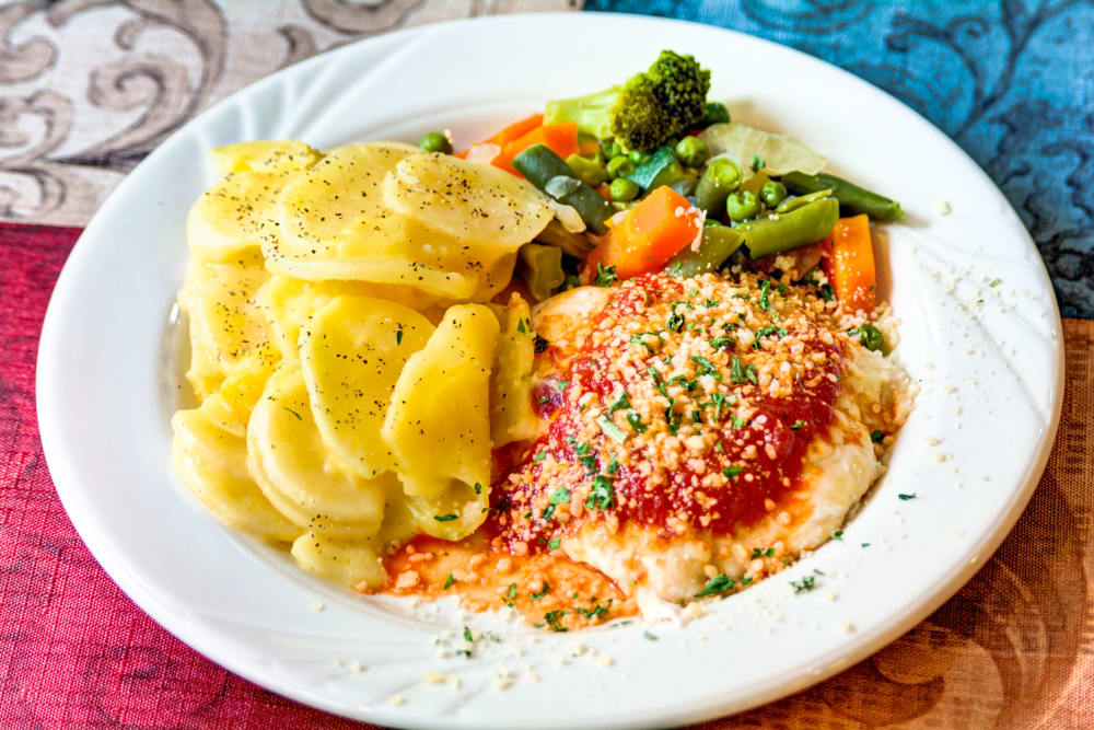 Delicious meal at Cascade Valley Senior Living in Arlington, Washington.