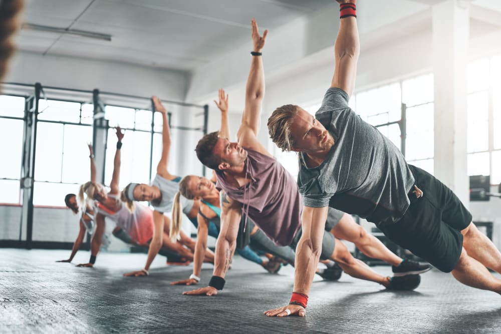 residents doing yoga at The Boulevard in Philomath, Oregon