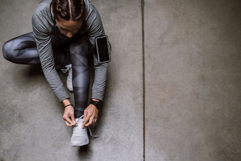 a resident getting ready for a run at Orchard Ridge in Salem, Oregon