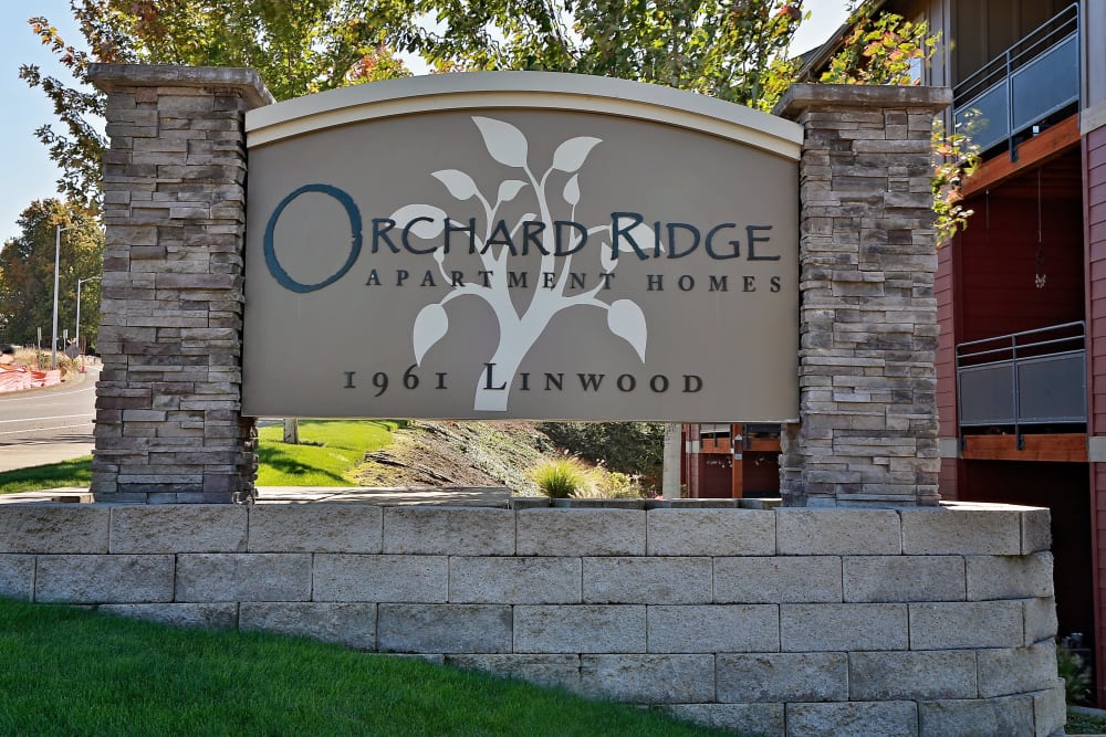 the signage outside at Orchard Ridge in Salem, Oregon