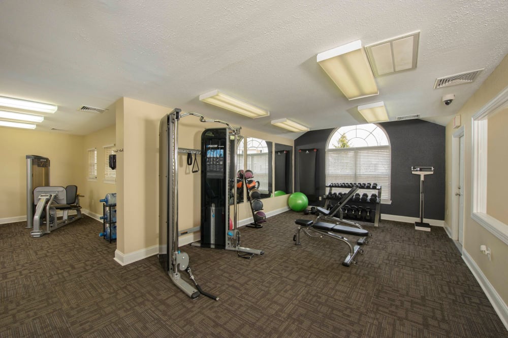 A fitness center at Villas at Greenview West in Great Mills, Maryland