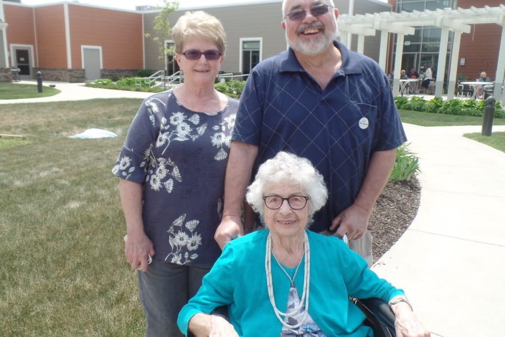 Happy residents with family at The Springs at Lafayette in Lafayette, Indiana