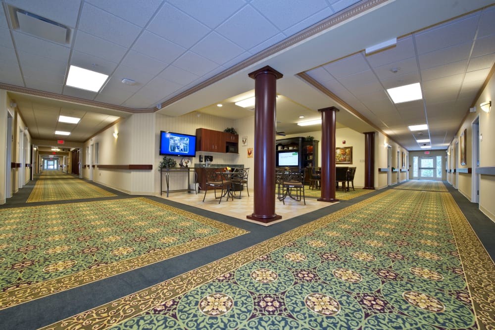A resident lounge at The Willows at Okemos in Okemos, Michigan