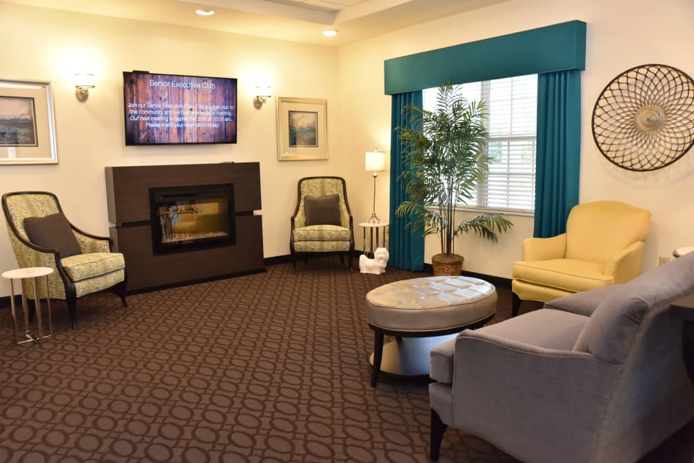 A lounge for residents at Orchard Pointe Health Campus in Kendallville, Indiana